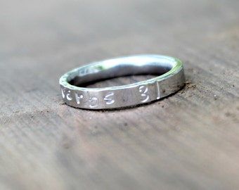 Proverbs 31, Christian Ring, Rose Silver Gold Stainless Stacking Ring, Scripture Ring, Bible Verse, Religious Jewelry, Confirmation