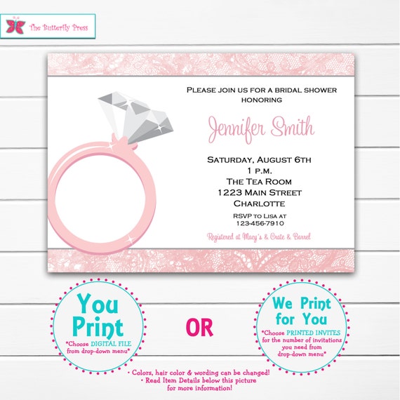 Diamond Ring Invitation bridal shower invitation