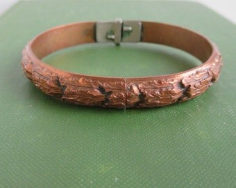 Whiting & Davis Vintage Copper Hinged Bracelet - Heavy