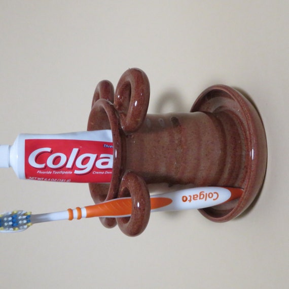Items similar to Pottery Toothbrush Holder in Copper Glaze on Etsy