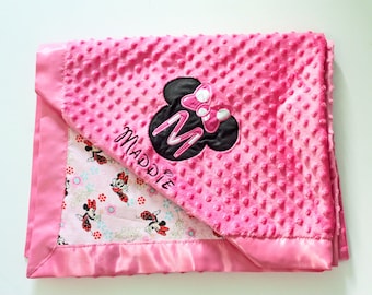 Minnie Mouse Blanket Lovey Blanket 18"x18", Infant Blanket 30"x36"; Toddler Blanket 36"x44"; Child Blanket 44"x44"; 60"x36"; 60"x44"