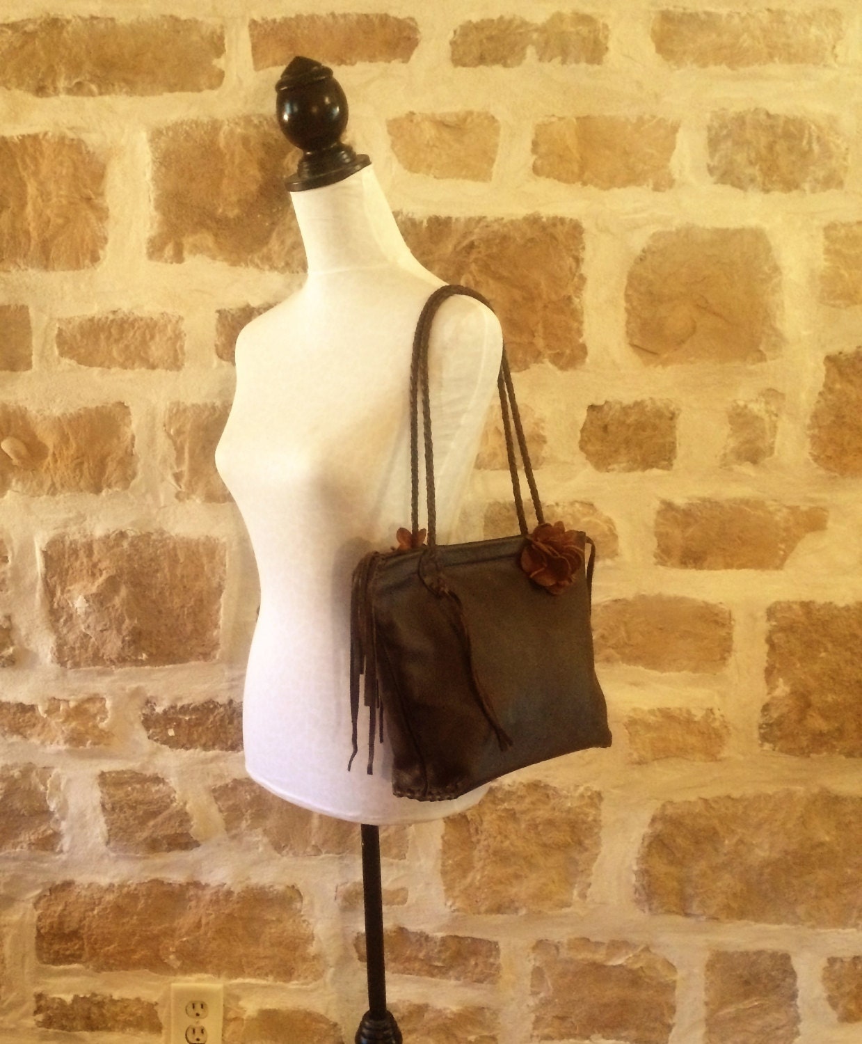 chocolate brown leather bag