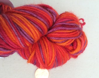 Red, Orange, and Purple Self Striping Sock Yarn Superwash Merino Sport Weight