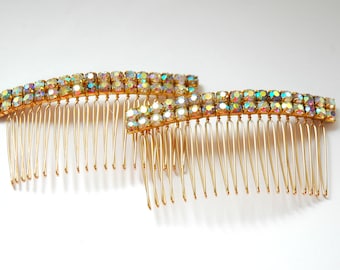 Aurora Borealis Rhinestone Hair Comb Wedding Comb Bridal Headpiece Hair Accessory, Bridesmaids GIft Prom Hair Accessories