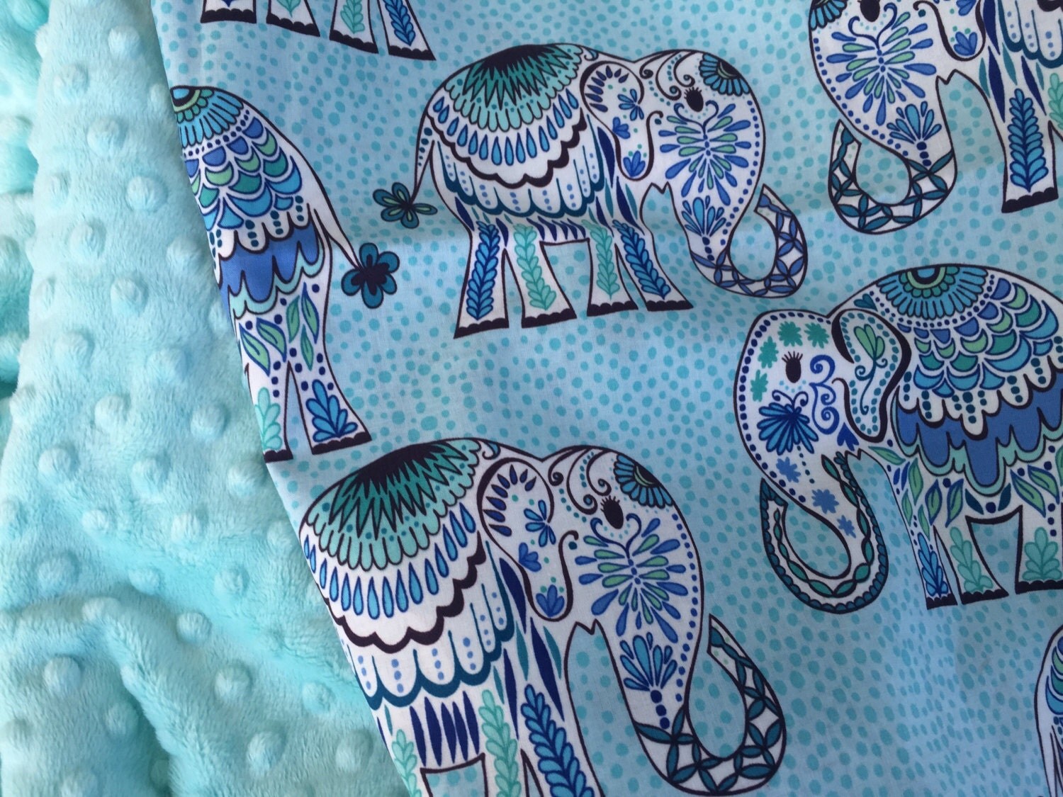 Elephant Baby Blanket Boho Blanket Baby Minky Blanket