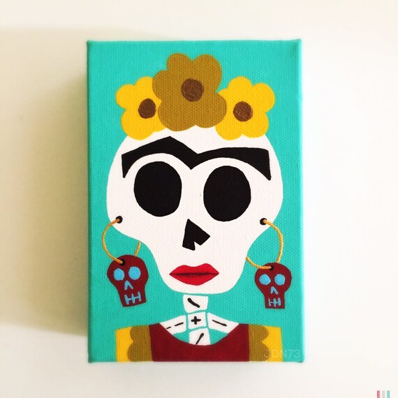 Frida Kahlo Sugar Skull Paintings by JDN73 on Etsy