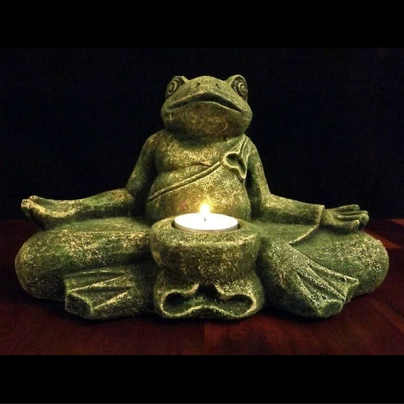 meditating frog figurine