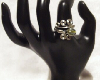 Shimmering Green Wire Wrapped Ring