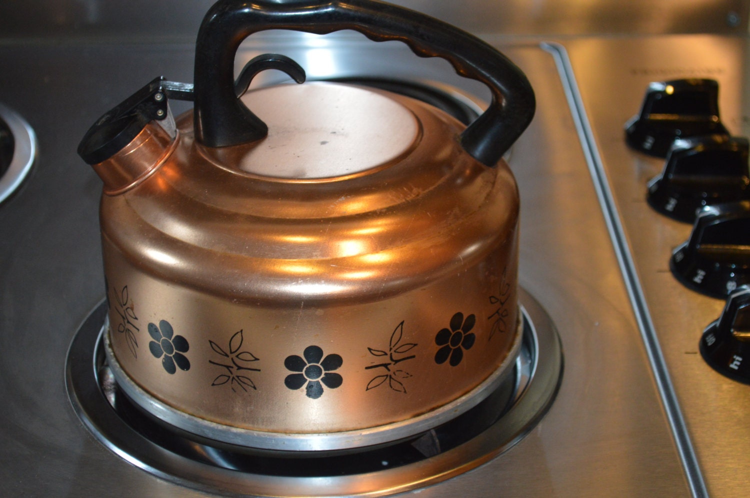 Floral Copper Colored Mirro Tea KettleWater Kettle
