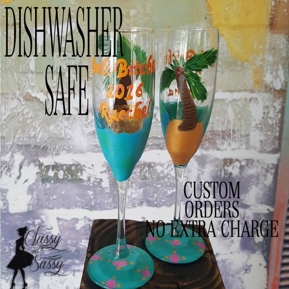 Summer Wine Glass,Beach Wineglass, Beach Bum Wine glass, beach babe, spring break wine glases