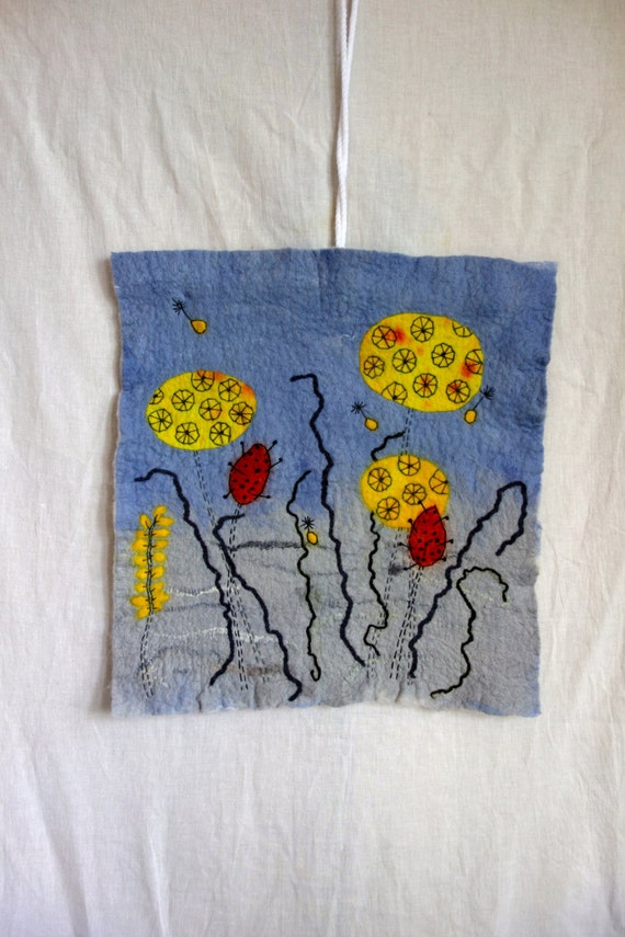 felted wall hanging modern wall art felted flower picture