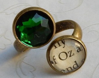 Wizard of Oz Ring, Wizard of Oz Jewelry, Oz Ring, Oz Jewelry, Emerald Oz Adjustable Ring