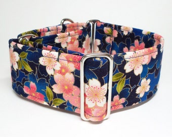 Martingale Collar, Blue Asian Floral, Borzoi Collar, Greyhound Martingale, Saluki Collar, Floral Collar, Blue Collar