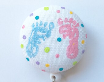 Baby Feet Badge Reel - Baby Badge Reel - NICU Badge Reel - Maternity Nurse - Nurse Badge - Retractable Reel - Baby Footprints - Nurse Gift