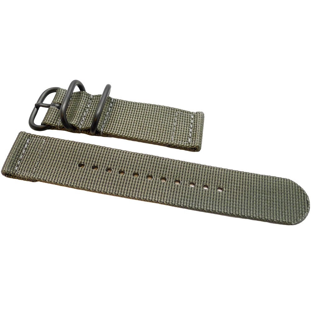 Two Piece Ballistic Nylon NATO Watch Strap Grey PVD Buckle