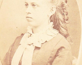 Old Photograph Young Lady Head Shot Elaborate Hair Vintage Photo Paper Ephemera Snapshot Photo Collectibles