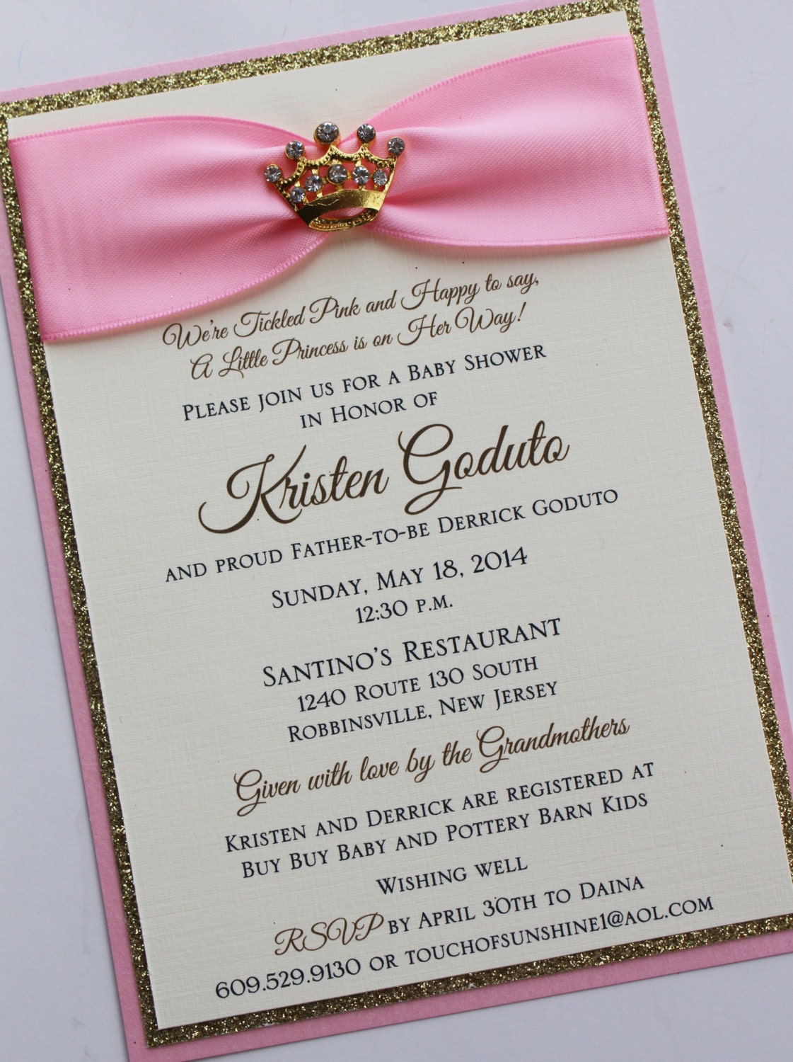 Pink And Gold Princess Baby Shower Invitations 10
