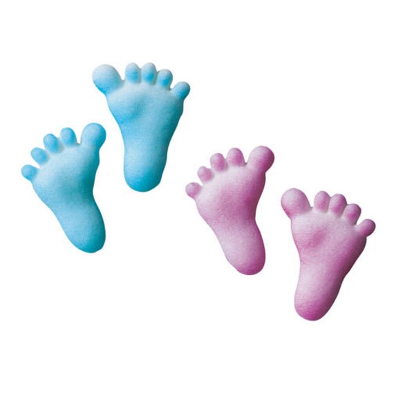 Baby Feet Pink Blue Sugar Decorations Toppers Cupcake Cake