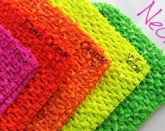 Neons in 12", 10", 9" / 8'' , 6", 3'' / 2.75", 1.5", 1'' crochet tube tops headbands ballet tutu top pink orange green yellow hot shades