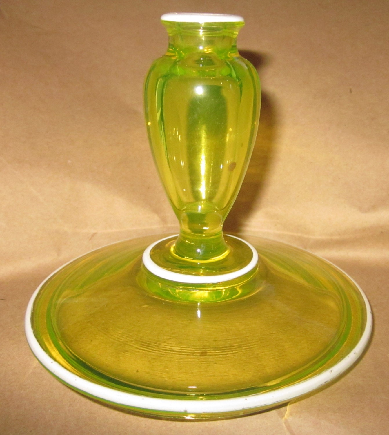 Vintage Fostoria Glass yellow vaseline Cologne Perfume Bottle