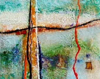 Original Encaustic Painting-Abstract Landscape- Highly Textured Beeswax Painting - Encaustic Art - KLynnsArt