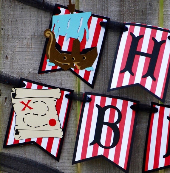 Pirate Birthday Party Banner Pirate Theme by Cutiepiepartyshoptoo