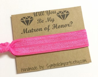Matron of Honor Gift - Hair Tie - Will you be my Matron of Honor Gift - Hair Tie Favor - Matron of Honor Proposal - Hair Tie Gift