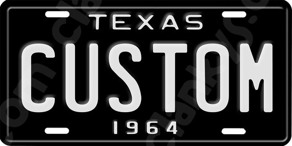 Custom Novelty Texas Black License Plate with Any Name or Year