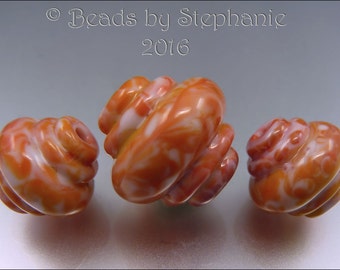 MARBLED SUNSET ORNATE - Lampwork Ornate Focal Bead & Earring Pair - Handmade by Stephanie Gough Sra