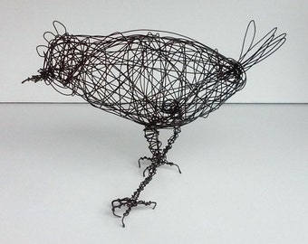FLUFFY CHICKEN - Original Handmade Wire Bird Sculpture