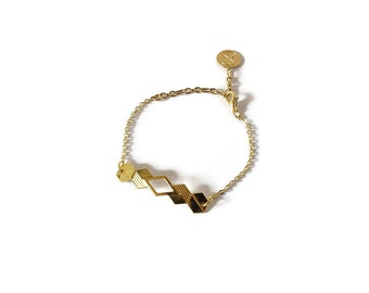 Bracelet gourmette Dans l'hexagone laiton doré à l'or fin, ou plaqué argent