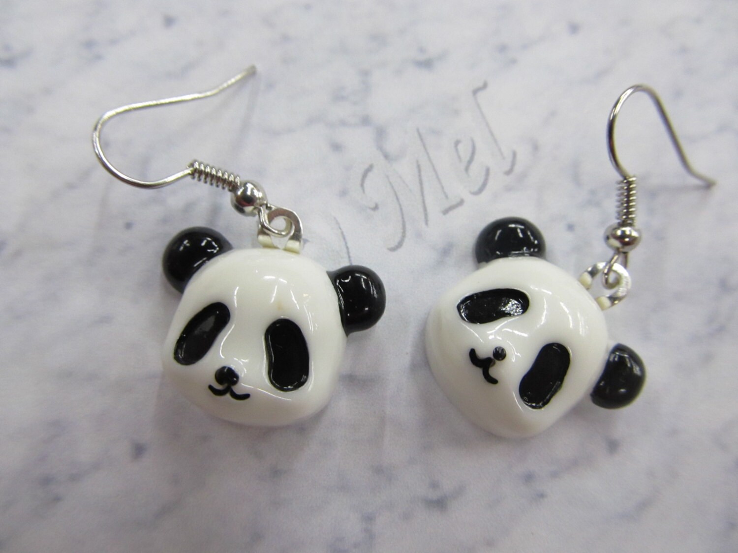 panda head earrings resin earrings dangle earrings by FAPSbyMEL