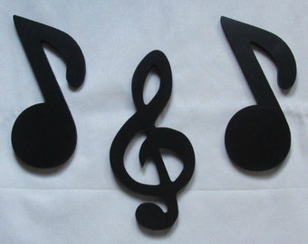 Painted Wood Shapes - 8" Size - Music - Wooden - Wall Hanging Decor - Kids Craft - DIY Project - Notes Treble Clef - Musical Symbols