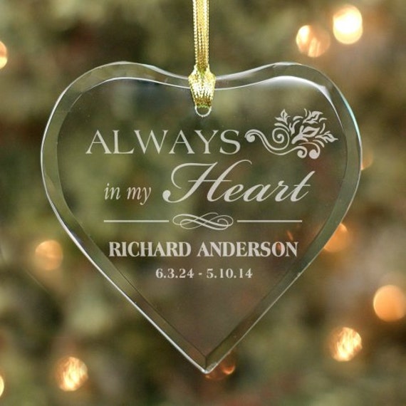 Items similar to Personalized Glass Memorial Ornament Always In My