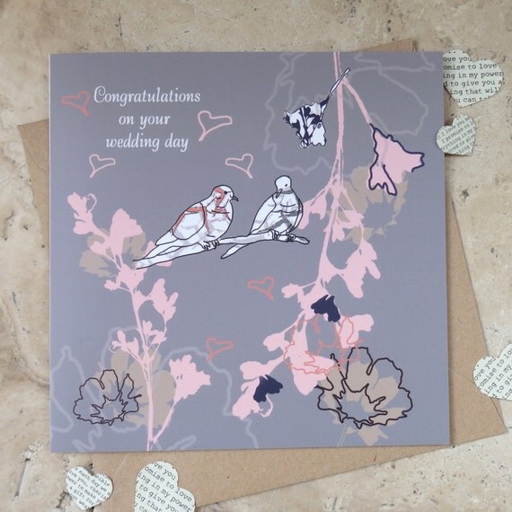 Lovebirds Wedding Card Doves Wedding Card Unusual Wedding