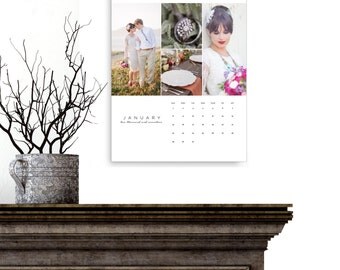 Custom Calendar, Monthly Photo Calendar, Photoshop Template, 2 YEAR North American Printable Calendar Template, C145, INSTANT Download