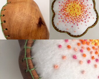 Large Flower Embroidered Pincushion Ready to Ship