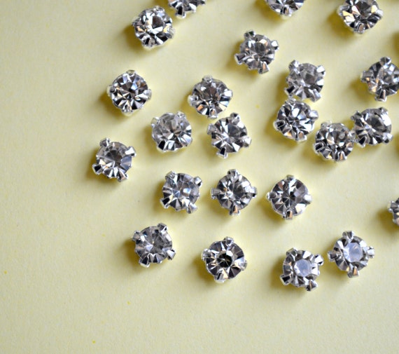 5mm Sew on Glass Rhinestones. 5mm. Clear by PrettyThingsSupplies