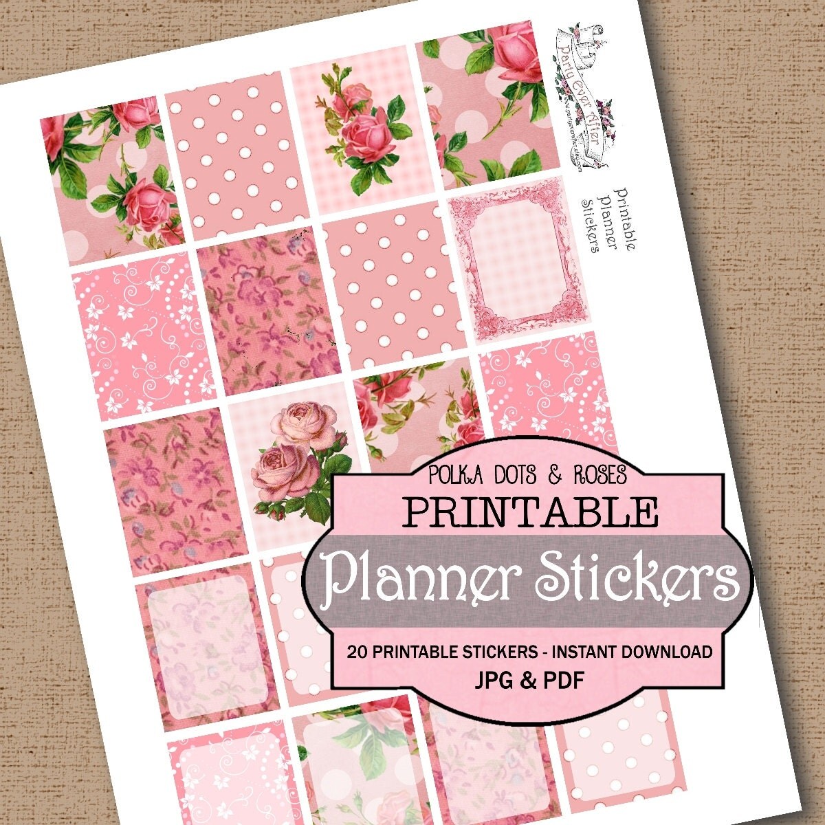 Printable Planner Sticker Sheet Instant Download Polka Dots