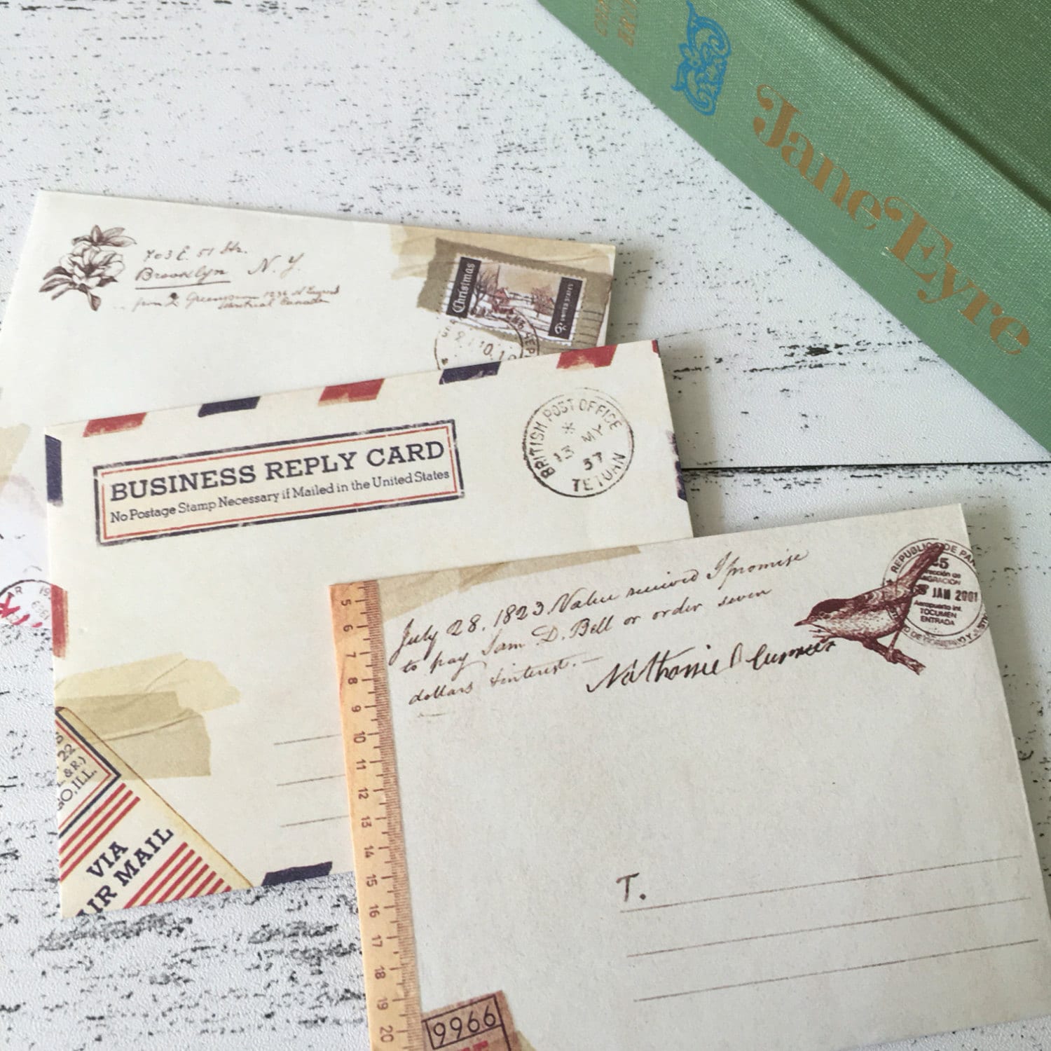 10 mini envelopes vintage style patterned scrapbooking wedding