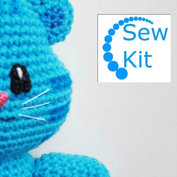 Amigurumi blue tiger stuffed animal doll sew kit by Byesh