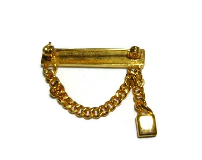 Gold bar pin, tie pin with chain swag, classic look, small, elegant