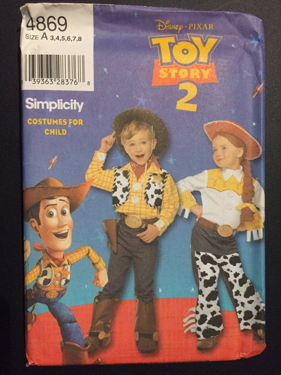 Simplicity Sewing Pattern 4869 Disney Children's Toy Story 2 Woody and Jessie Costume Size 3-8
