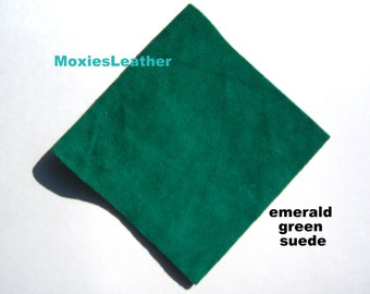 green suede - genuine suede - real suede green suede skins - emerald green suede pieces - green suede remnants