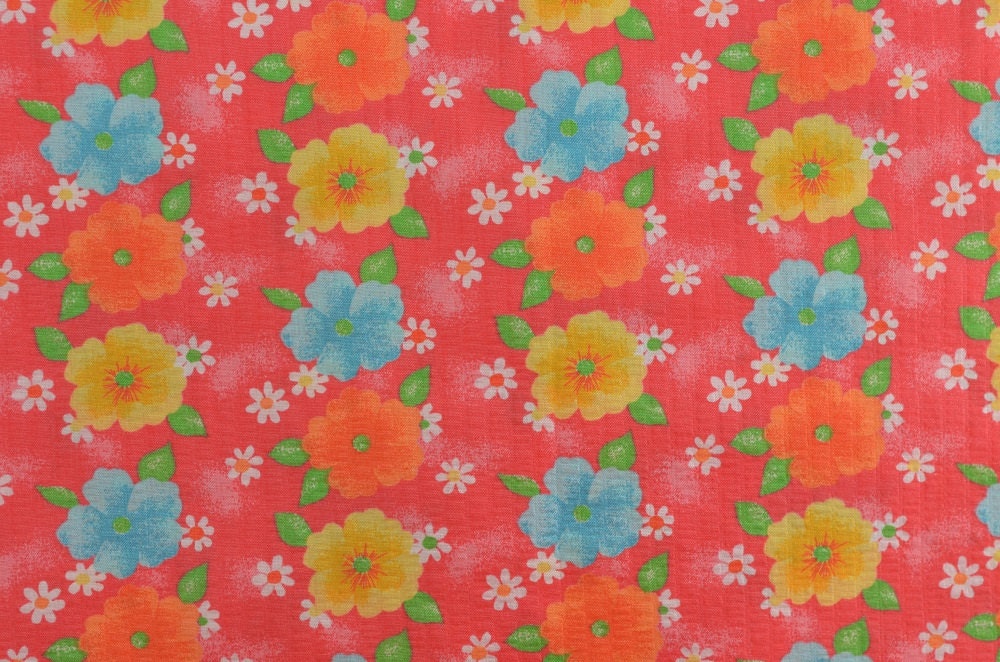 Cotton Floral Fabric Plisse Fabric Seersucker by TheFabricScore