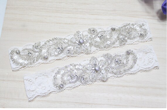 Ivory Garter Set stretchy lace garters wedding bridal garter
