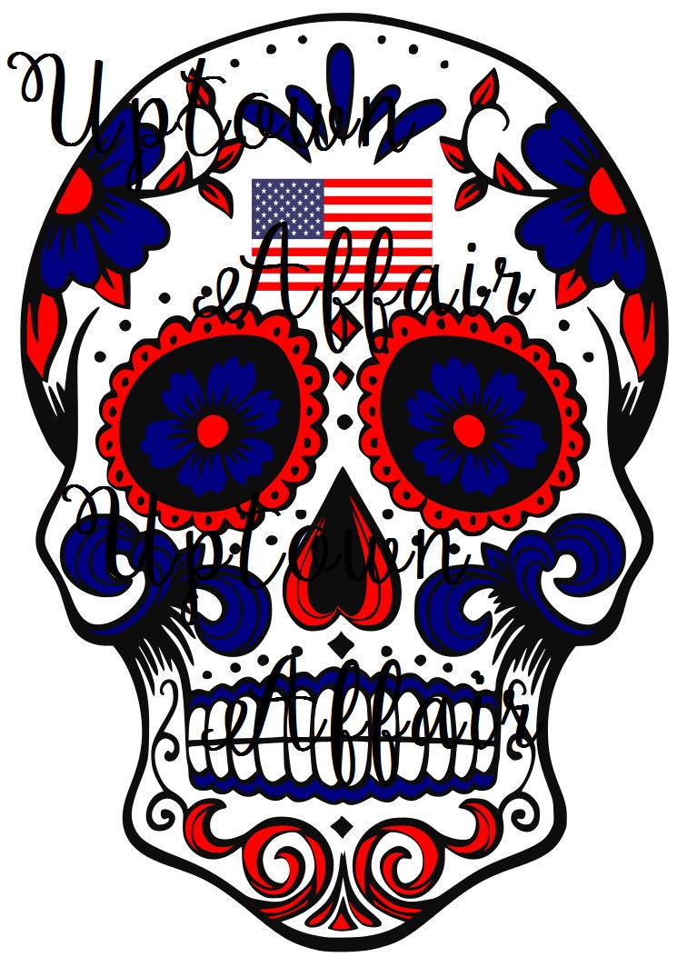 Download USA Sugar Skull Flag Patriotic SVG/PNG Digital Cut by ...