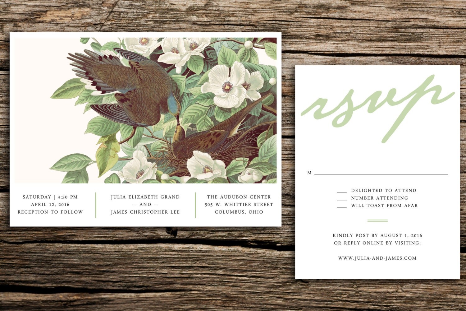 Botanical Birds Wedding Invitation Set // Modern Bird Wedding