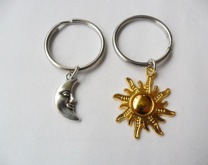 Best Friend Keychains 2 sun and moon charms bff couples sisters