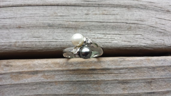 Black And White Pearl Ring Silver Ring Pearl Ring Size 5